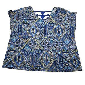 Cato Plus Size Geometric Shirt Blouse Blue Green Colorful Plus 22/24W
